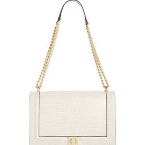 NWT INC Ajae Flap Croco-Embossed White Crossbody